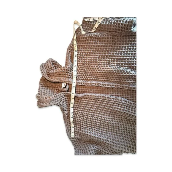 Waffle Hooded Robe Gray Taupe Size L - Gently Used, Cozy! 🛁 - Picture 6 of 9